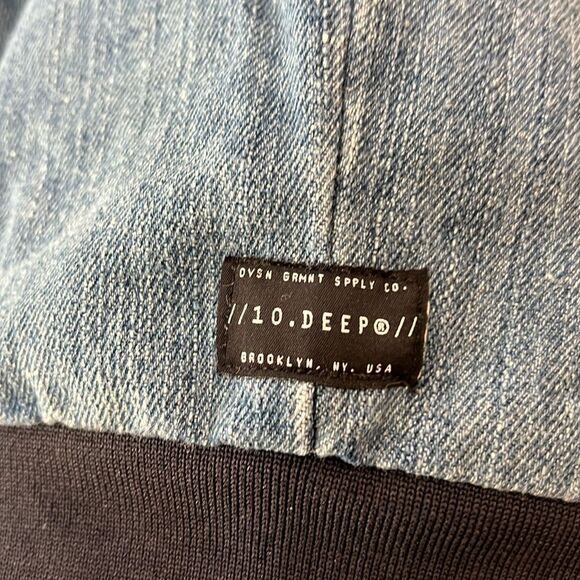 10.Deep Stone Wash Denim Bomber Jacket Blue Aviator Style Streetwear 3XL NWT - Picture 6 of 7